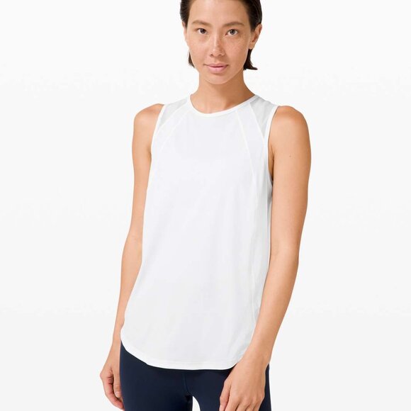 Lululemon Sculpt Tank Top Crisp White Size 14 Mesh Lightweight Loose $68 - Picture 1 of 3